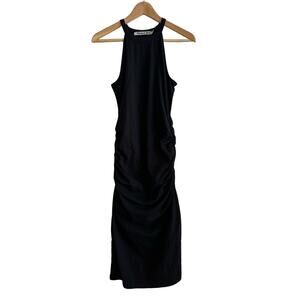 Michael Stars Revolve Midi halter Dress ruched sides LBD M